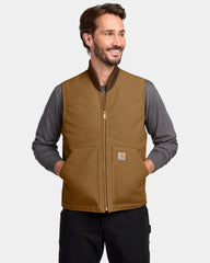 Custom insulated Carhartt Duck Vest cotton canvas - Carhartt Brown