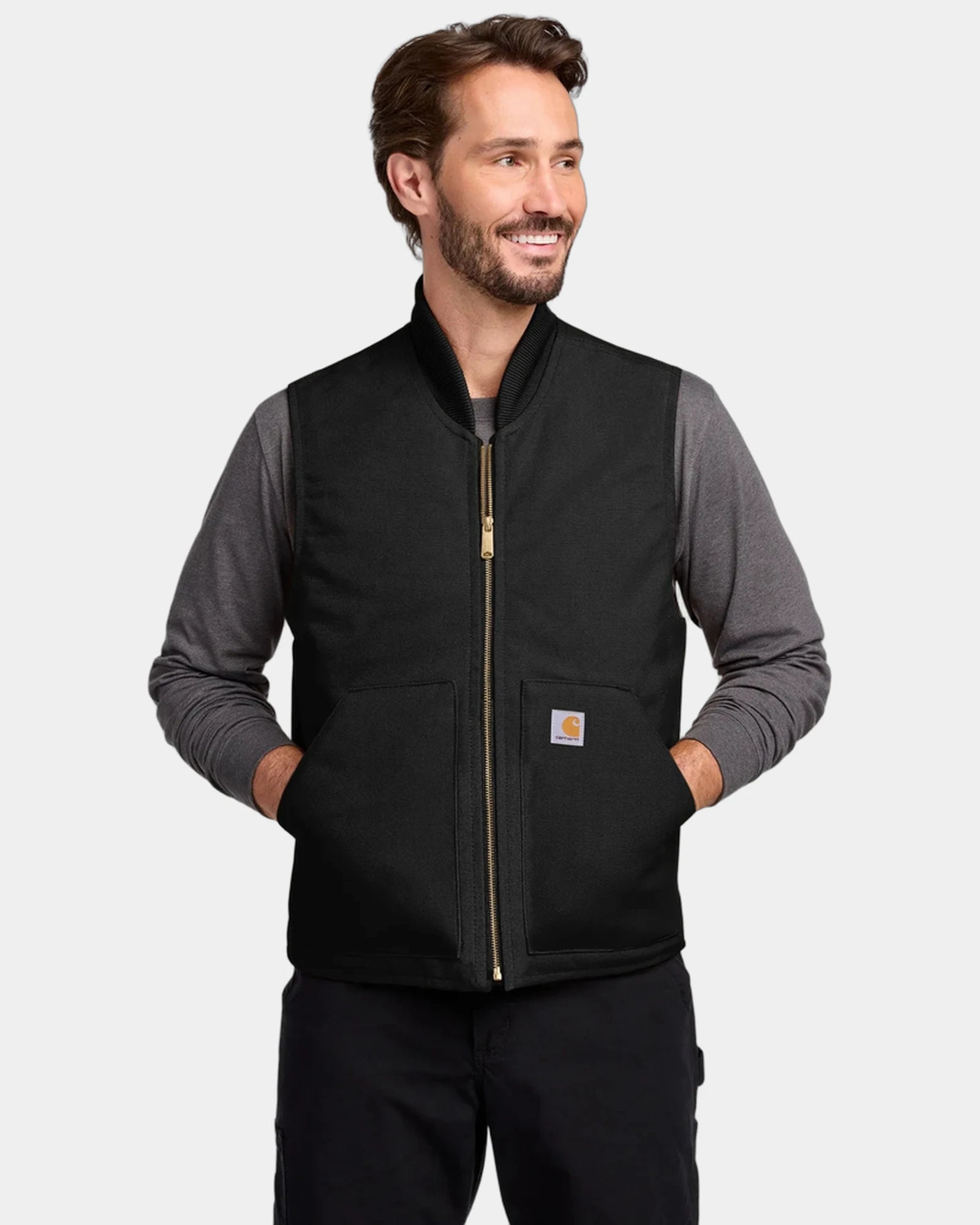 Custom insulated Carhartt Duck Vest cotton canvas - Black
