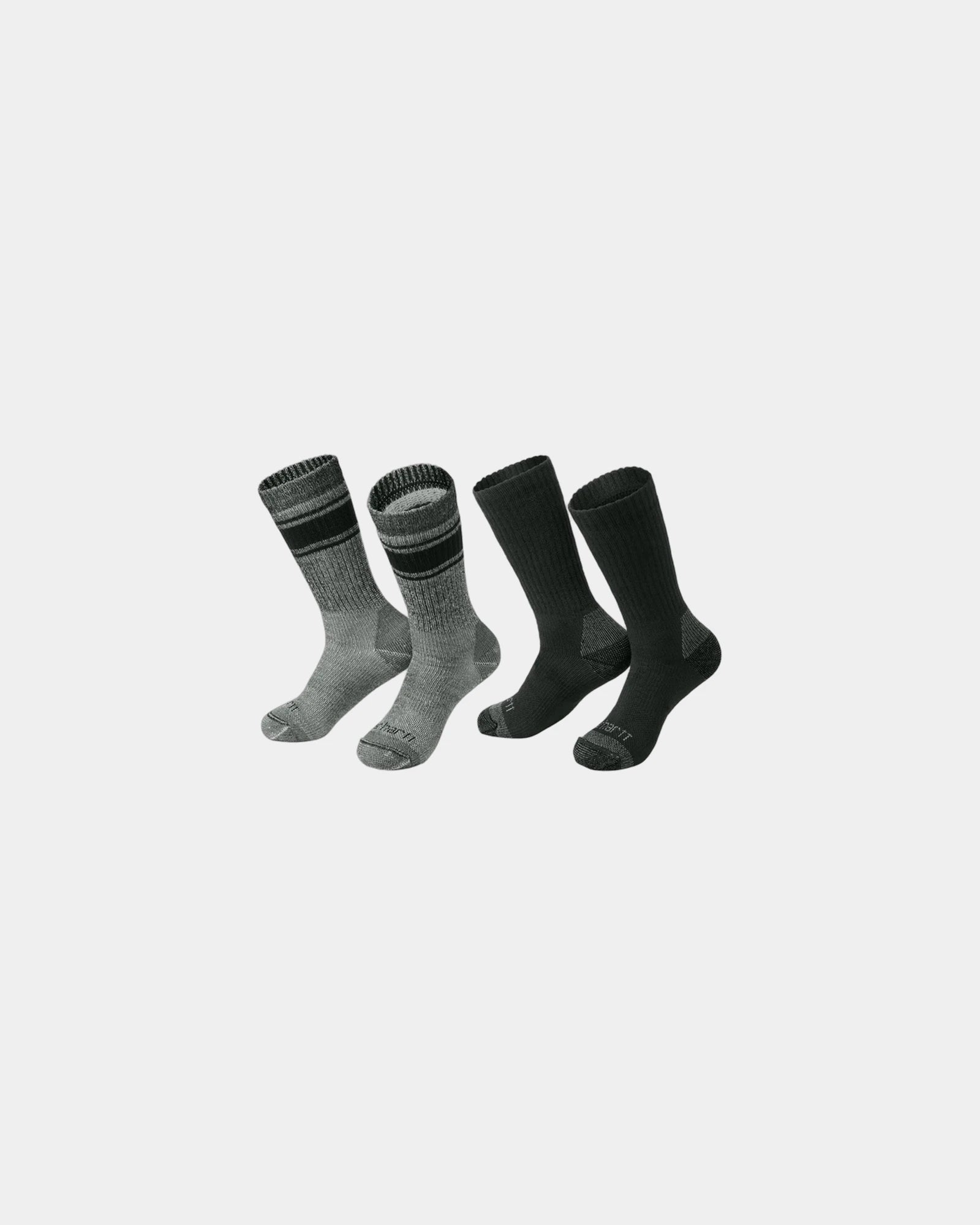Custom heavyweight crew socks Carhartt 4-pack - Assorted Black/ Charcoal
