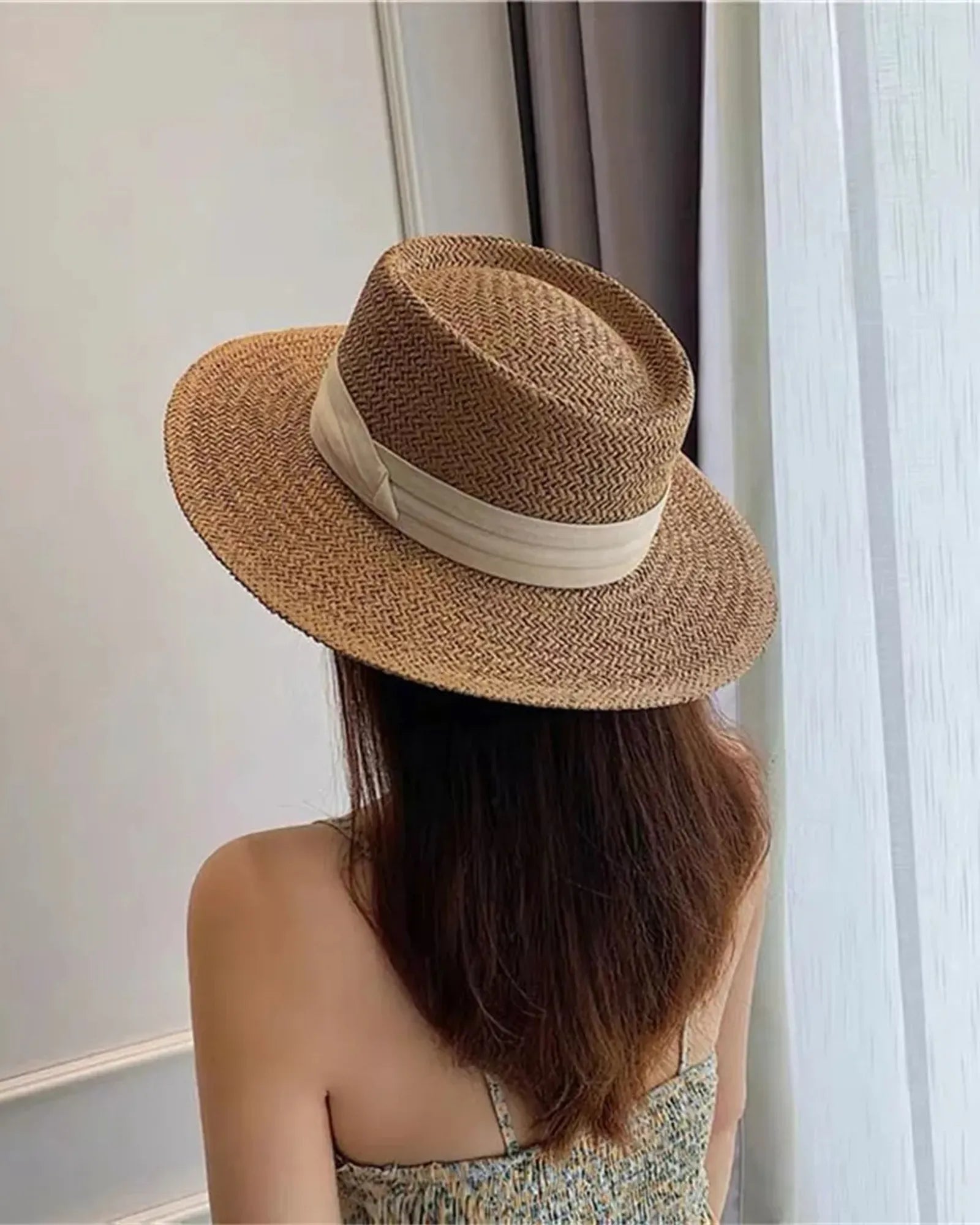 Custom UPF 50 wide brim straw sun hat for summer - 3