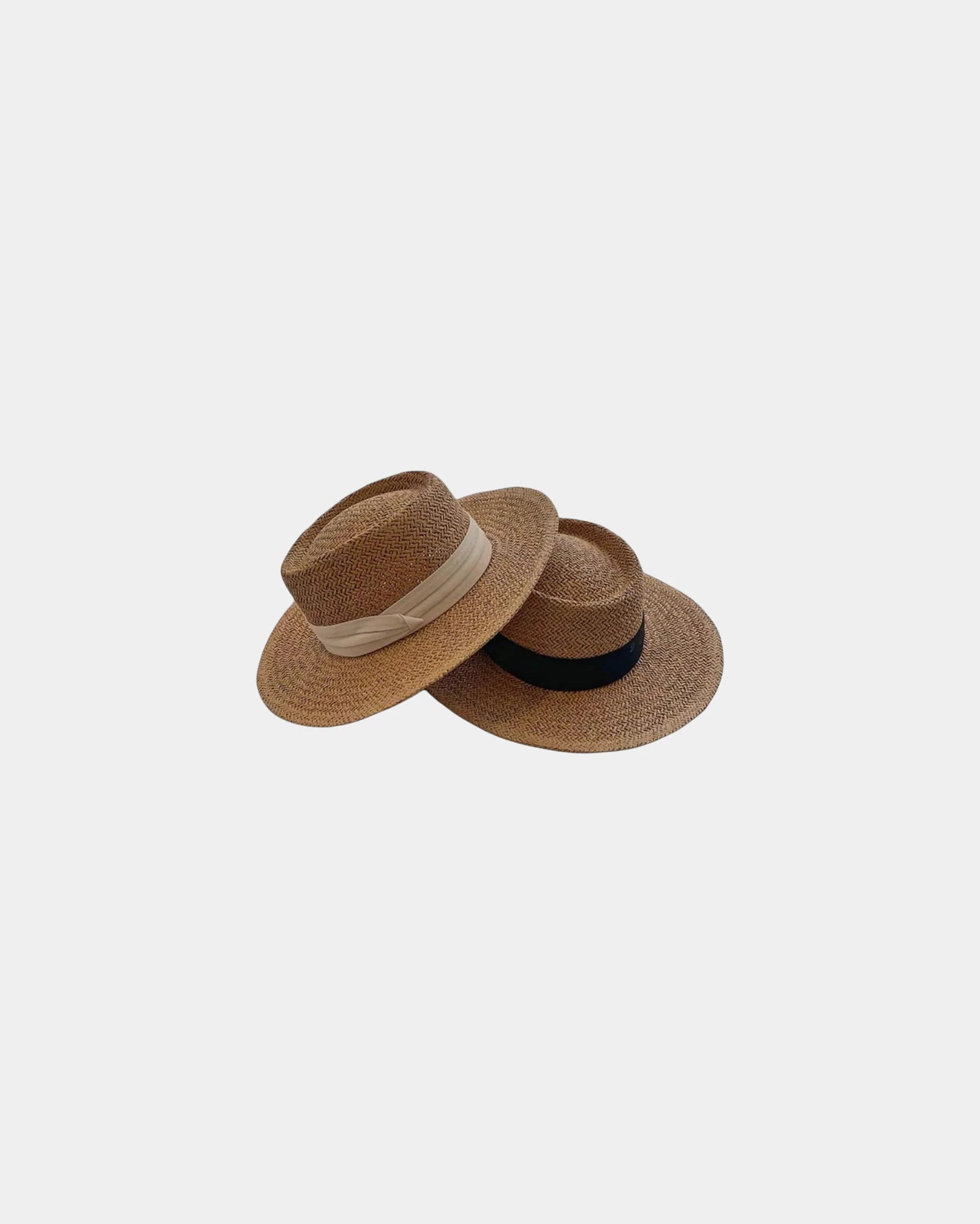 Custom UPF 50 wide brim straw sun hat for summer - Brown