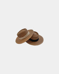 Custom UPF 50 wide brim straw sun hat for summer - Brown