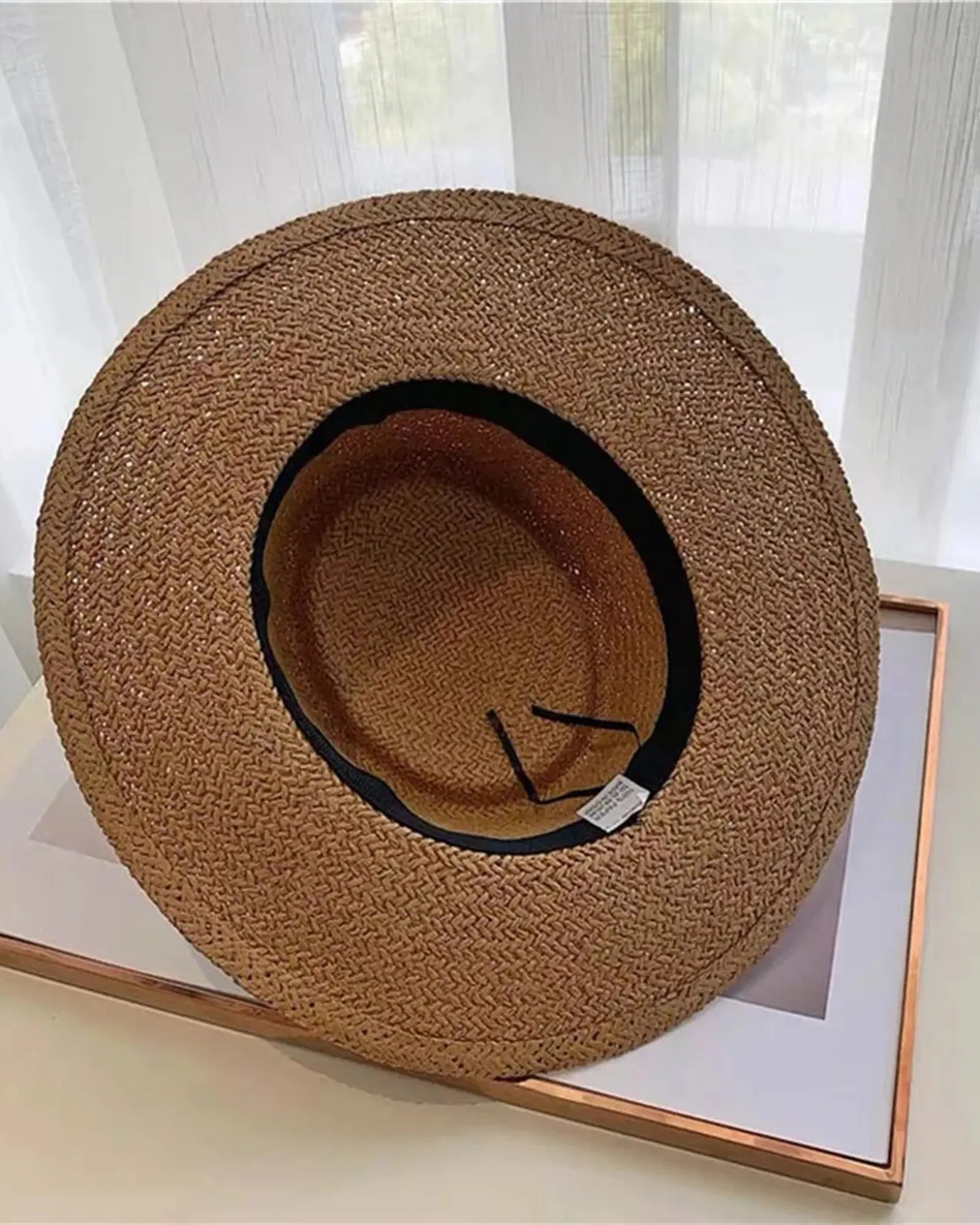Custom UPF 50 wide brim straw sun hat for summer - 5