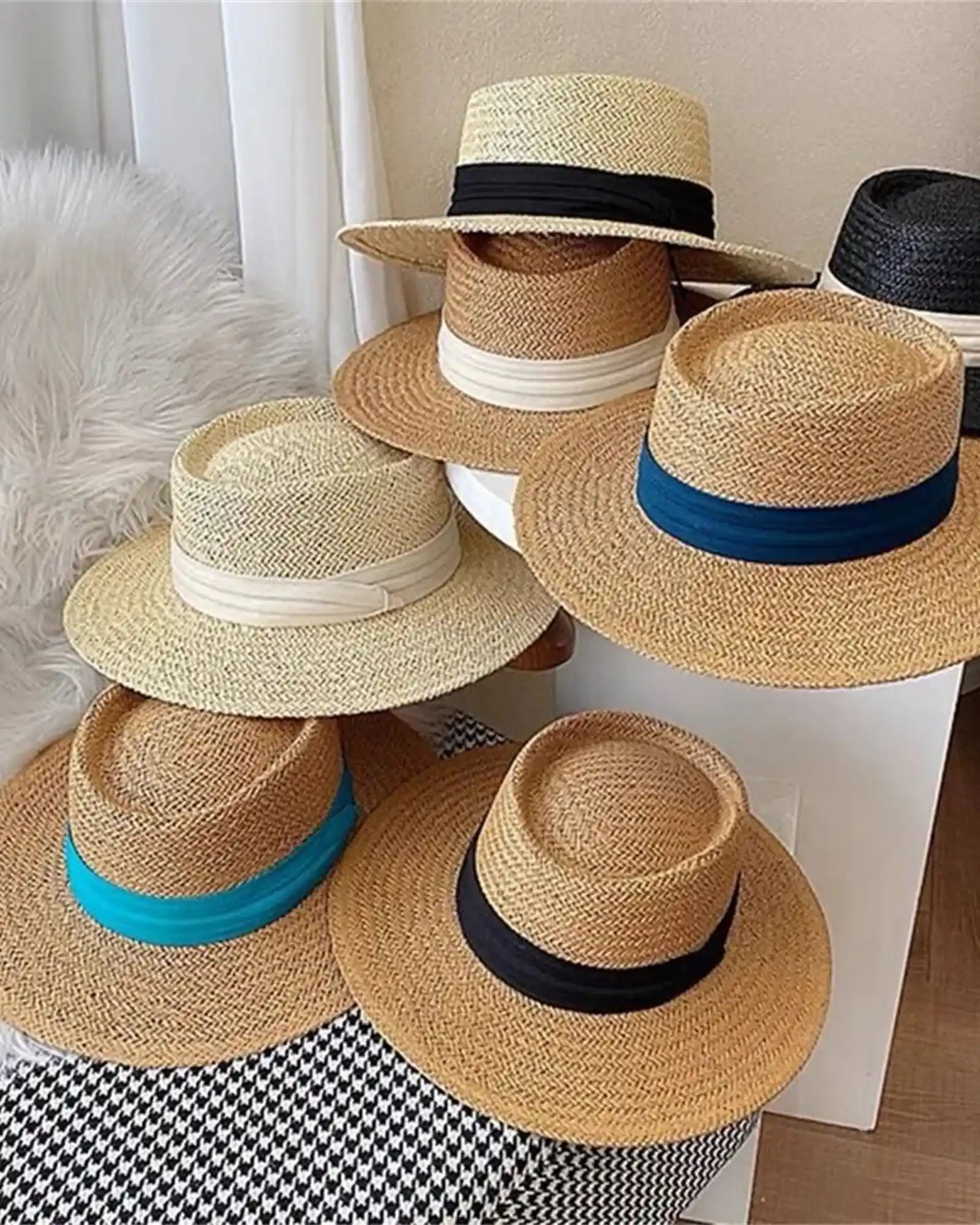 Custom UPF 50 wide brim straw sun hat for summer - 4