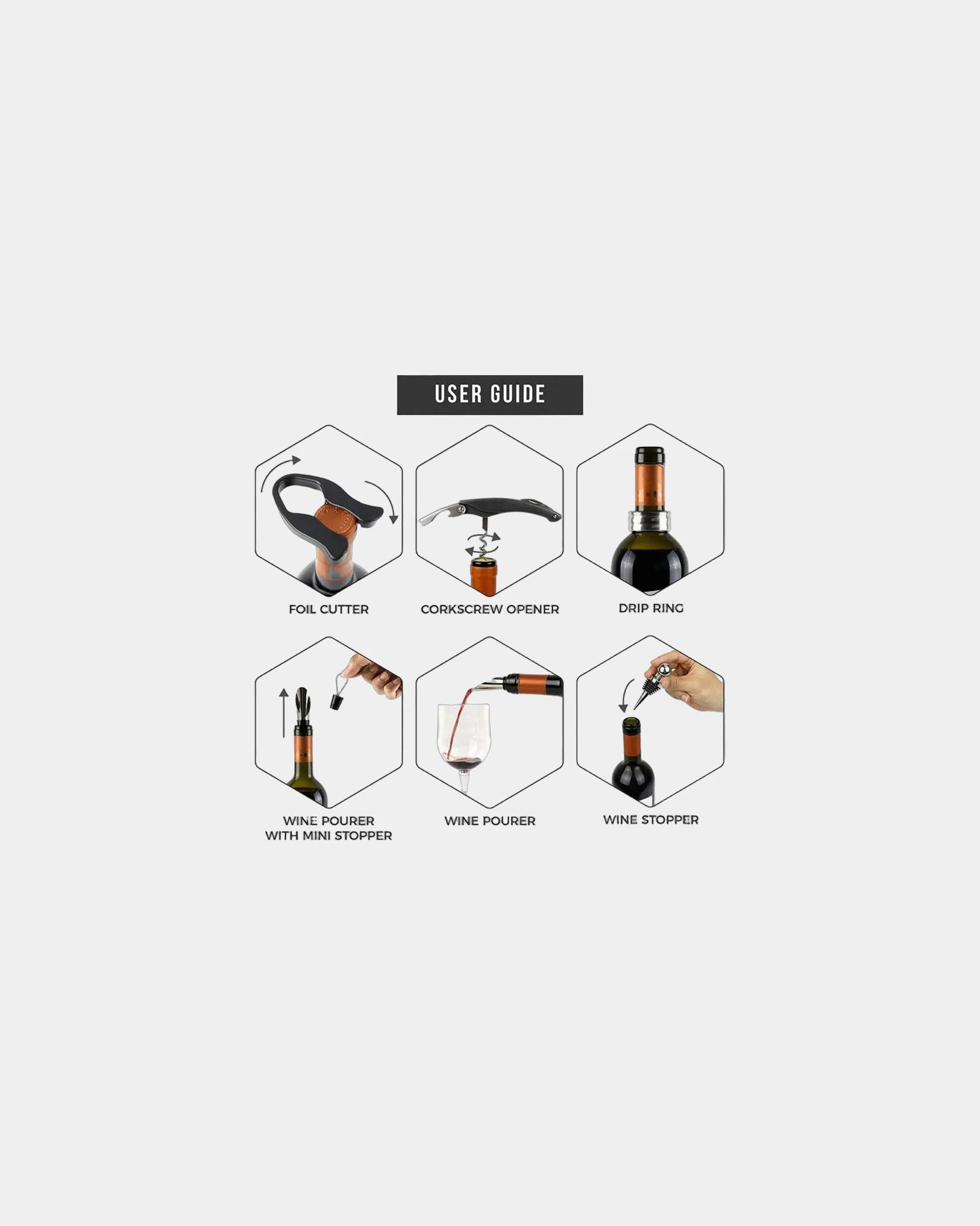 Custom stainless steel wine corkscrew opener kit - 2
