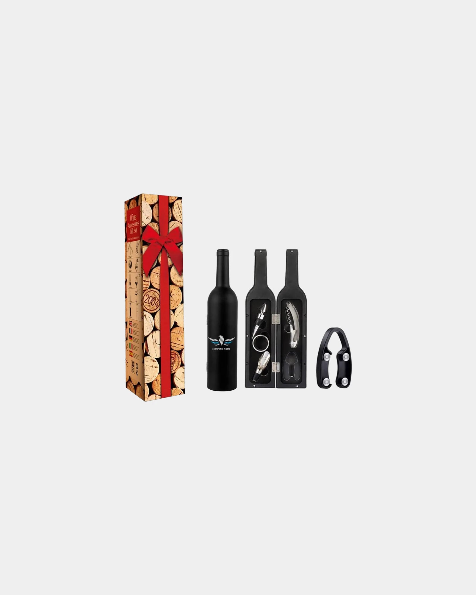Custom stainless steel wine corkscrew opener kit - Black