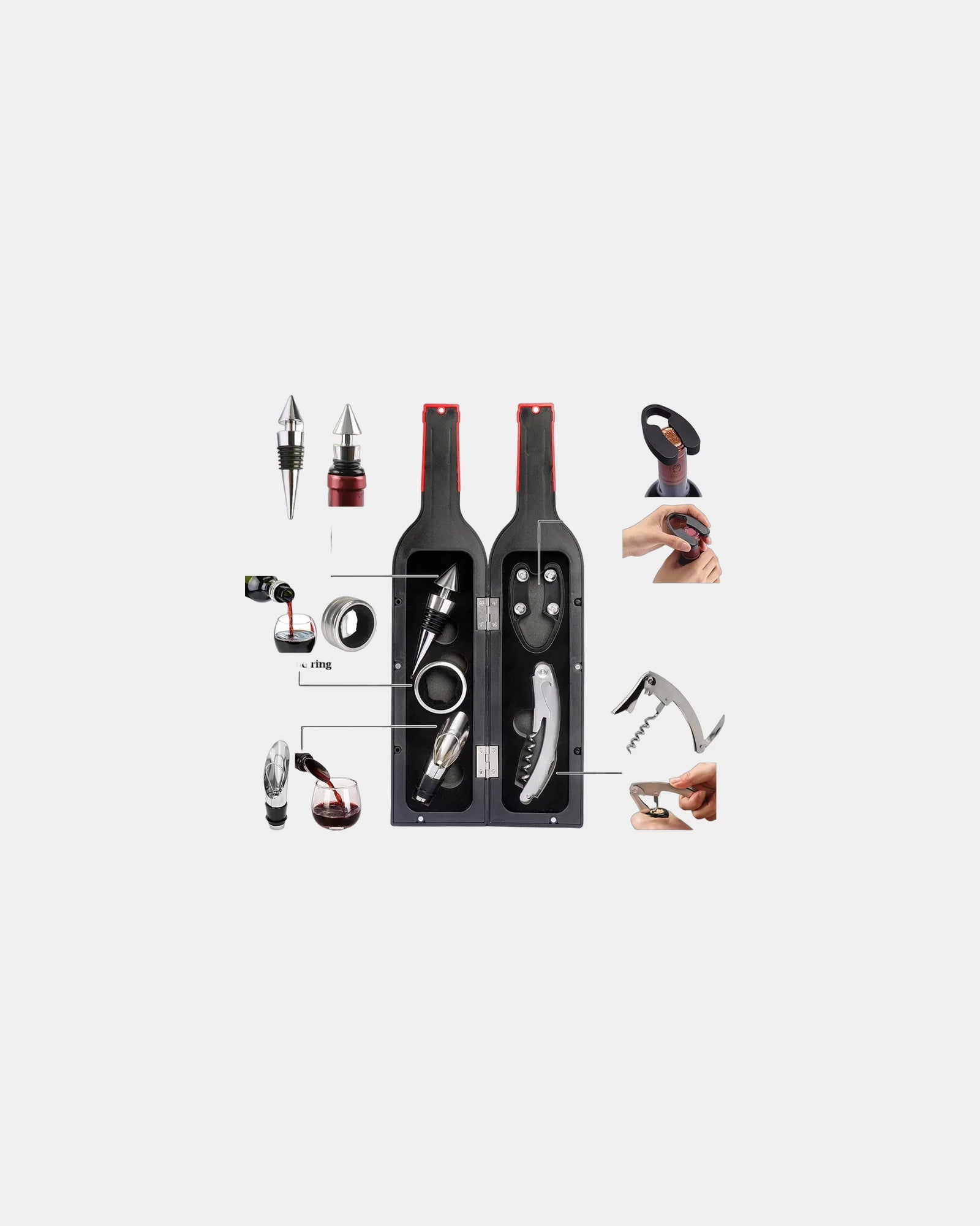 Custom stainless steel wine corkscrew opener kit - 1