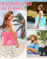 Custom mesh polyester beach tote bag 18.1 x 12.9 inches - 1