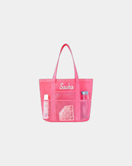 Custom mesh polyester beach tote bag 18.1 x 12.9 inches - Pink