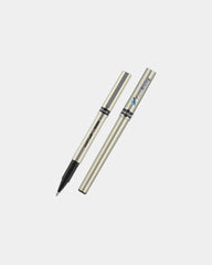 Custom fine point pen with brushed-steel finish - 1