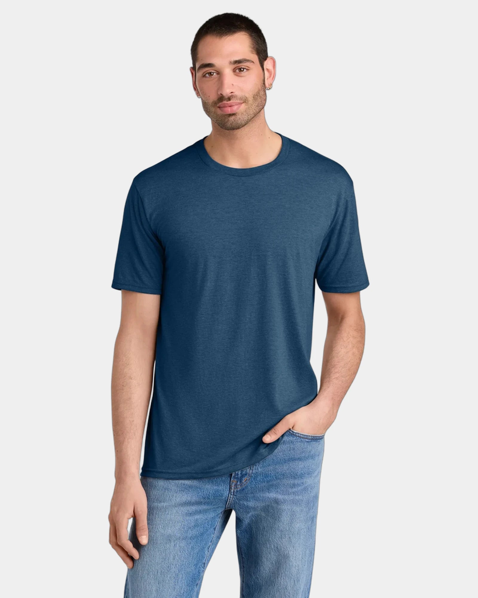 Custom men's tri-blend t-shirt 4.5 oz - Heathered Neptune Blue