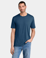 Custom men's tri-blend t-shirt 4.5 oz - Heathered Neptune Blue