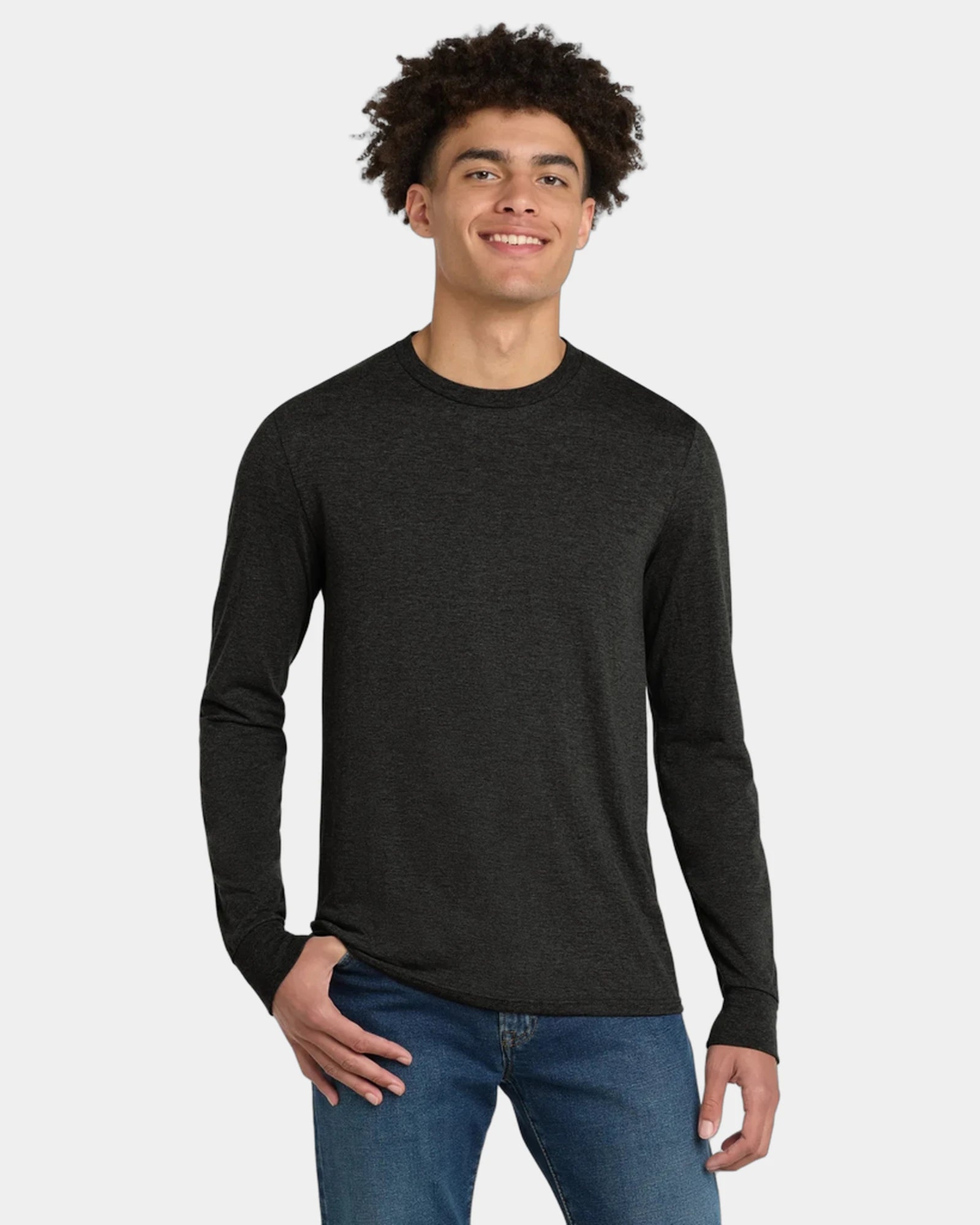 Custom tri-blend long sleeve tee for companies - Black Frost