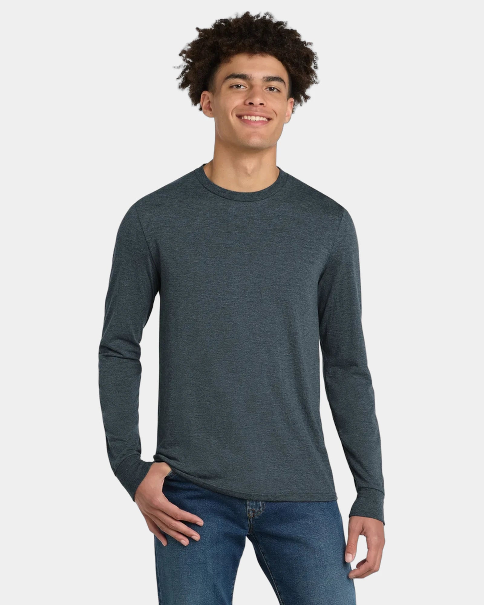 Custom tri-blend long sleeve tee for companies - Navy Frost