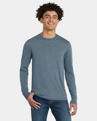 Custom tri-blend long sleeve tee for companies - Flint Blue Heather