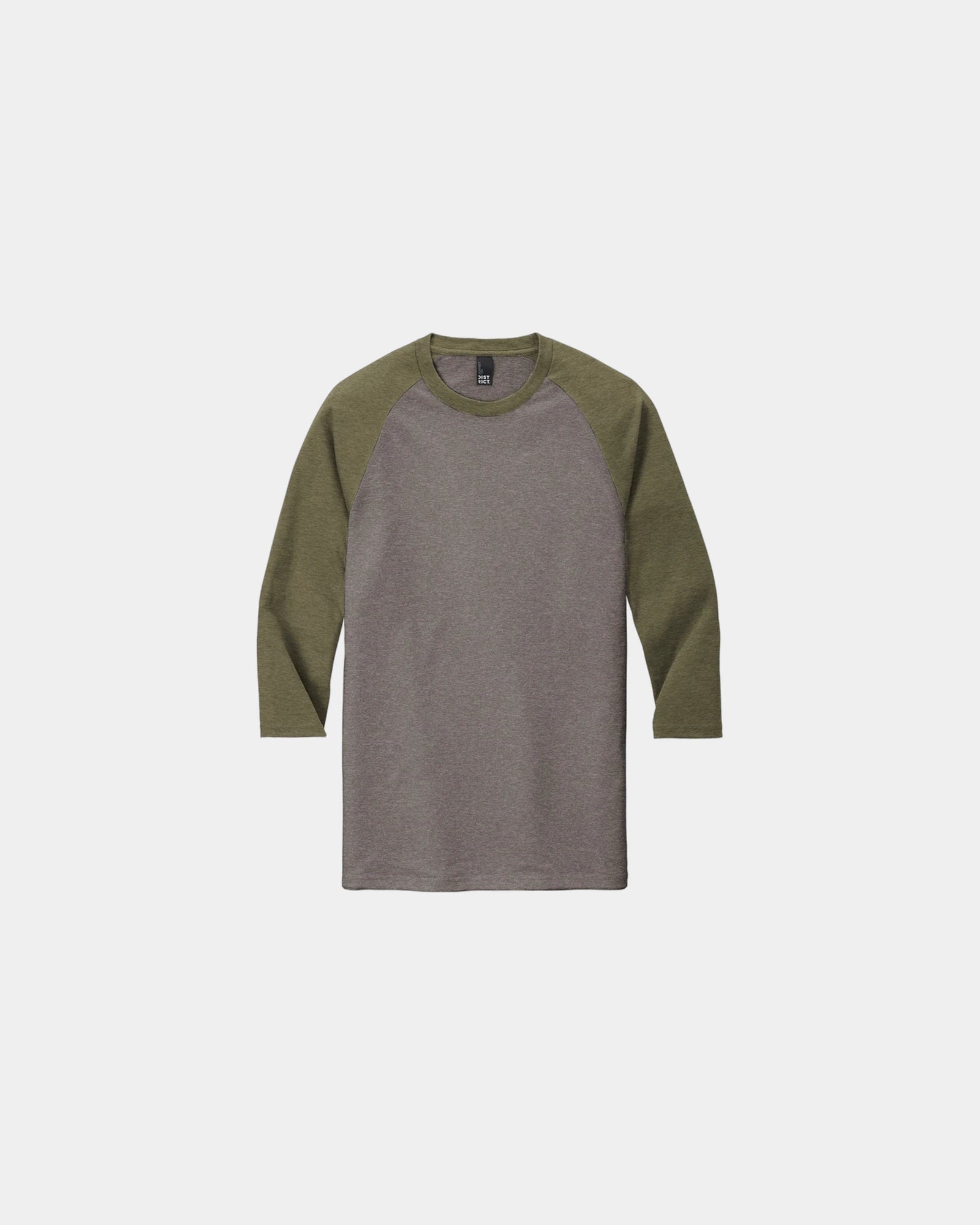 Custom tri-blend 3/4-sleeve raglan tee for teams - Military Green Frost/ Grey Frost