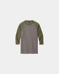 Custom tri-blend 3/4-sleeve raglan tee for teams - Military Green Frost/ Grey Frost