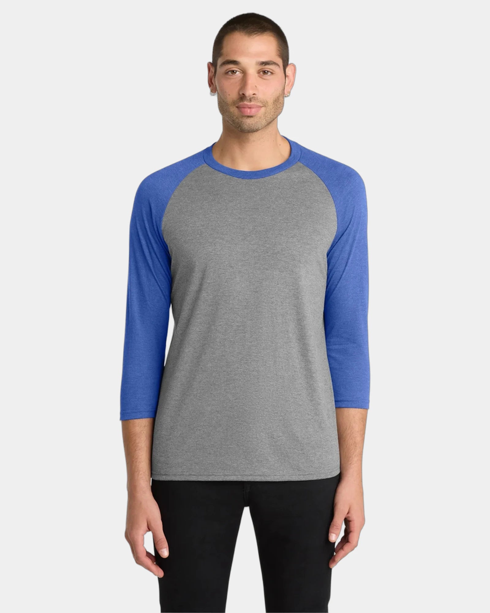 Custom tri-blend 3/4-sleeve raglan tee for teams - Royal Frost/ Grey Frost