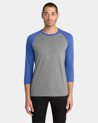 Custom tri-blend 3/4-sleeve raglan tee for teams - Royal Frost/ Grey Frost