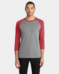 Custom tri-blend 3/4-sleeve raglan tee for teams - Red Frost/ Grey Frost