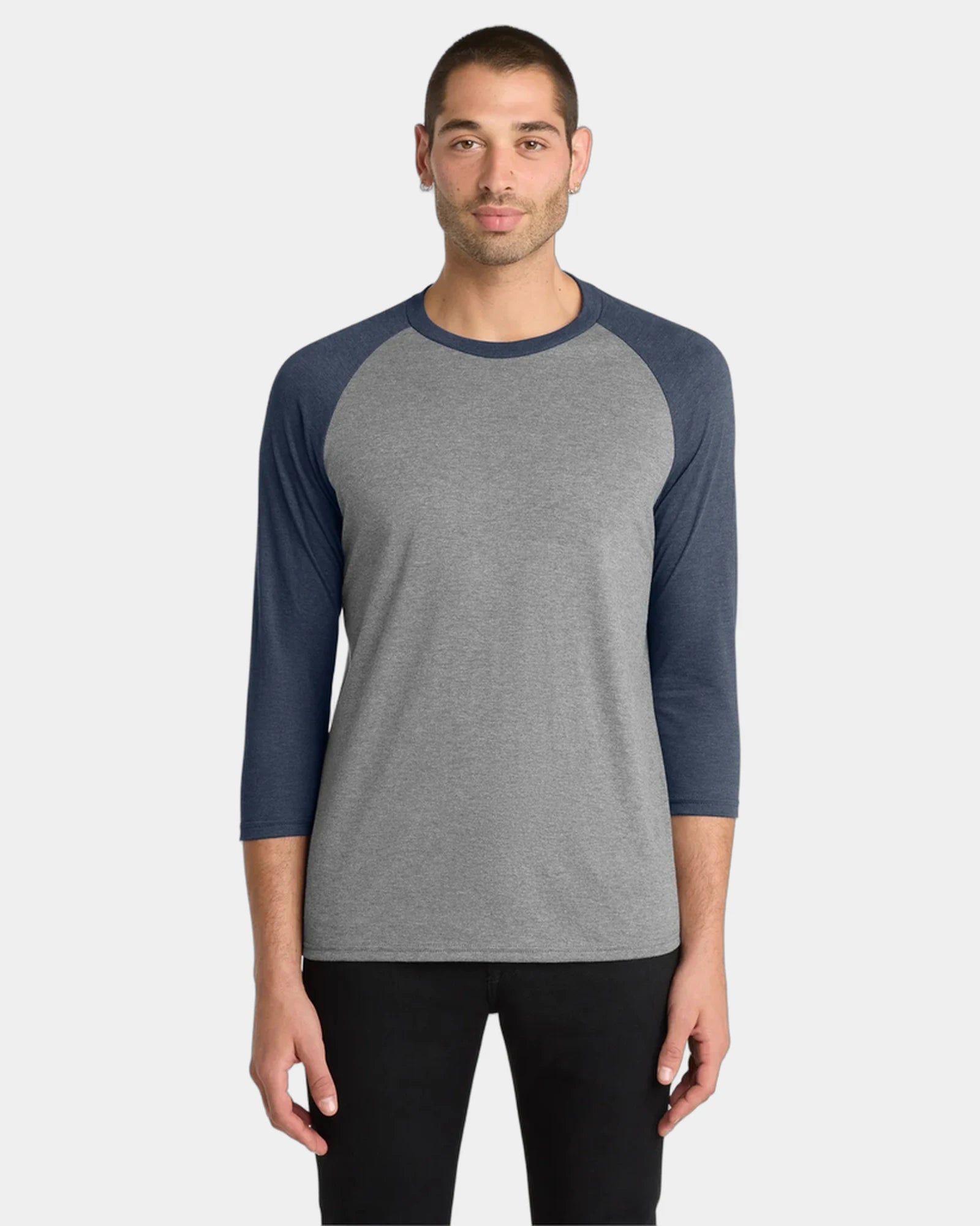 Custom tri-blend 3/4-sleeve raglan tee for teams - Navy Frost/ Grey Frost