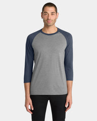 Custom tri-blend 3/4-sleeve raglan tee for teams - Navy Frost/ Grey Frost