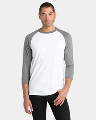 Custom tri-blend 3/4-sleeve raglan tee for teams - Grey Frost/ White