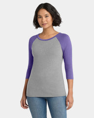 Custom tri-blend raglan women's 3/4-sleeve shirt - Purple Frost/ Grey Frost