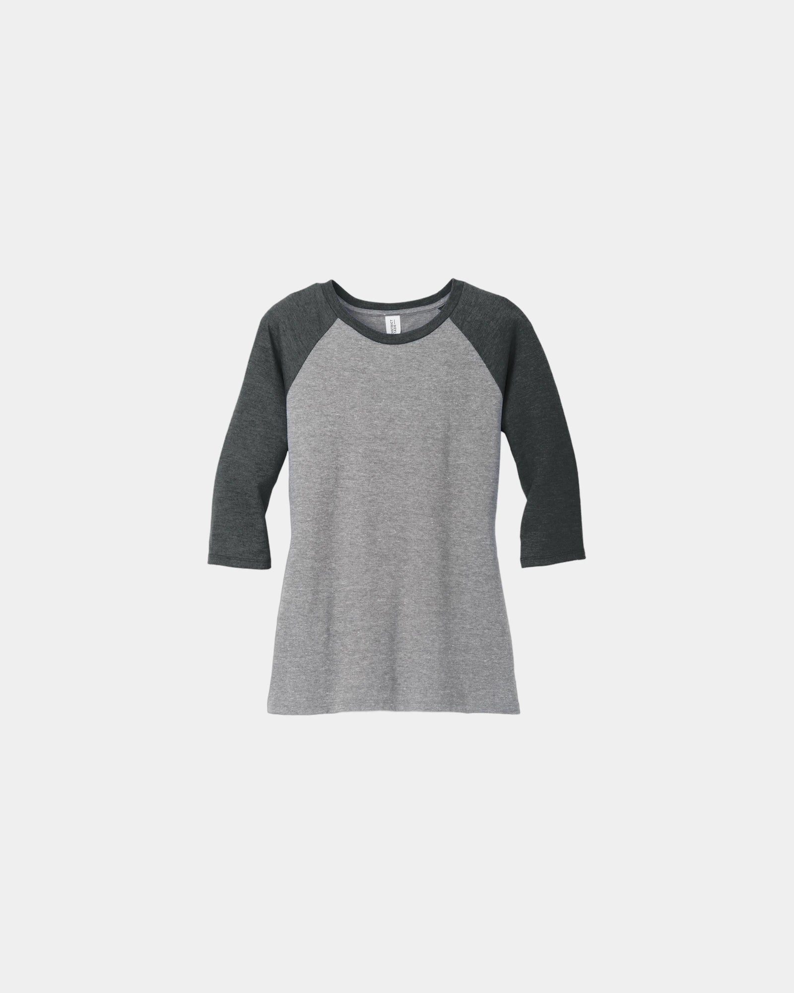 Custom tri-blend raglan women's 3/4-sleeve shirt - Black Frost/ Grey Frost