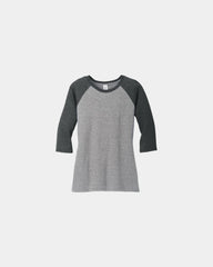 Custom tri-blend raglan women's 3/4-sleeve shirt - Black Frost/ Grey Frost
