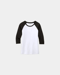 Custom tri-blend raglan women's 3/4-sleeve shirt - Black/ White