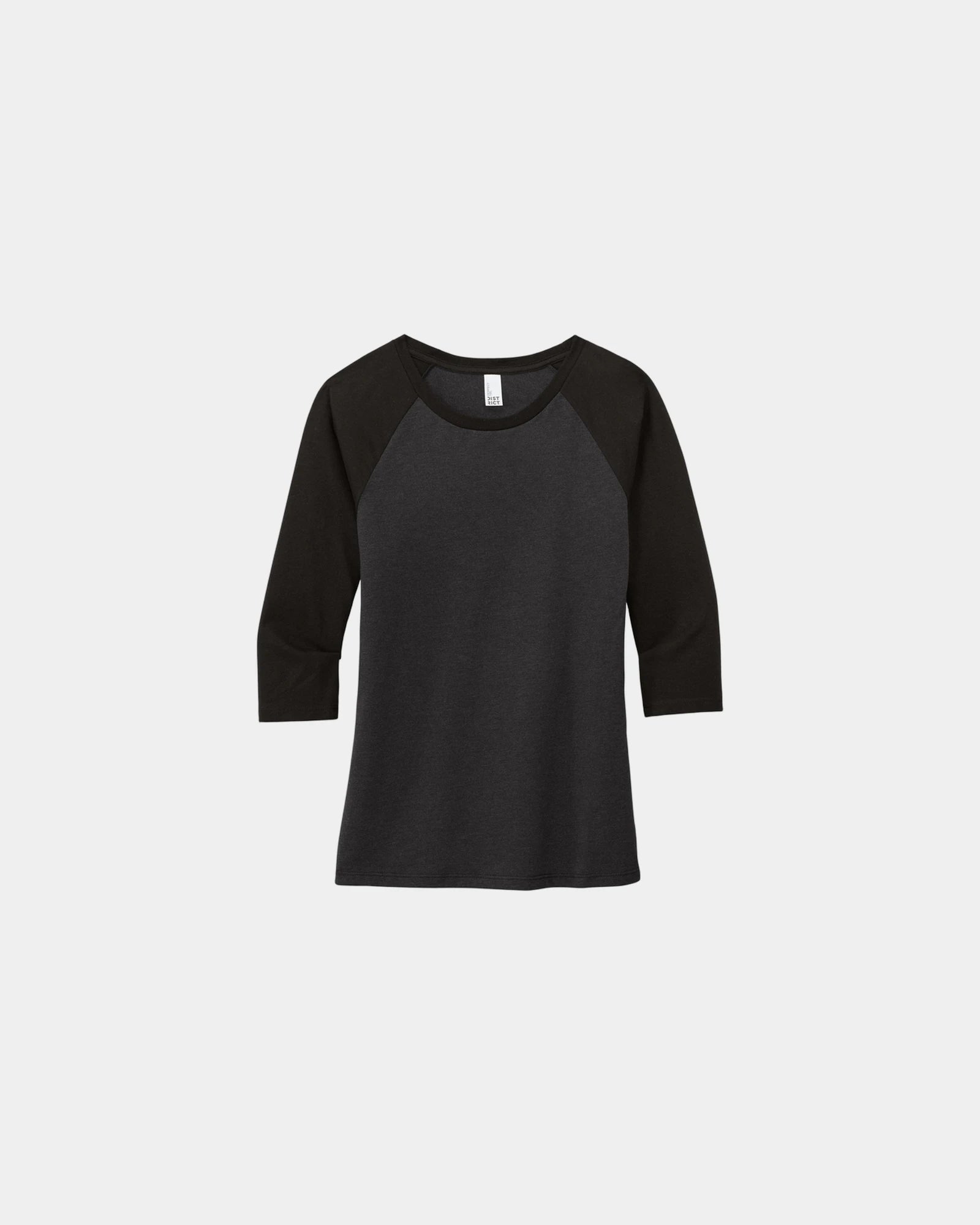 Custom tri-blend raglan women's 3/4-sleeve shirt - Black/ Black Frost