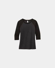 Custom tri-blend raglan women's 3/4-sleeve shirt - Black/ Black Frost
