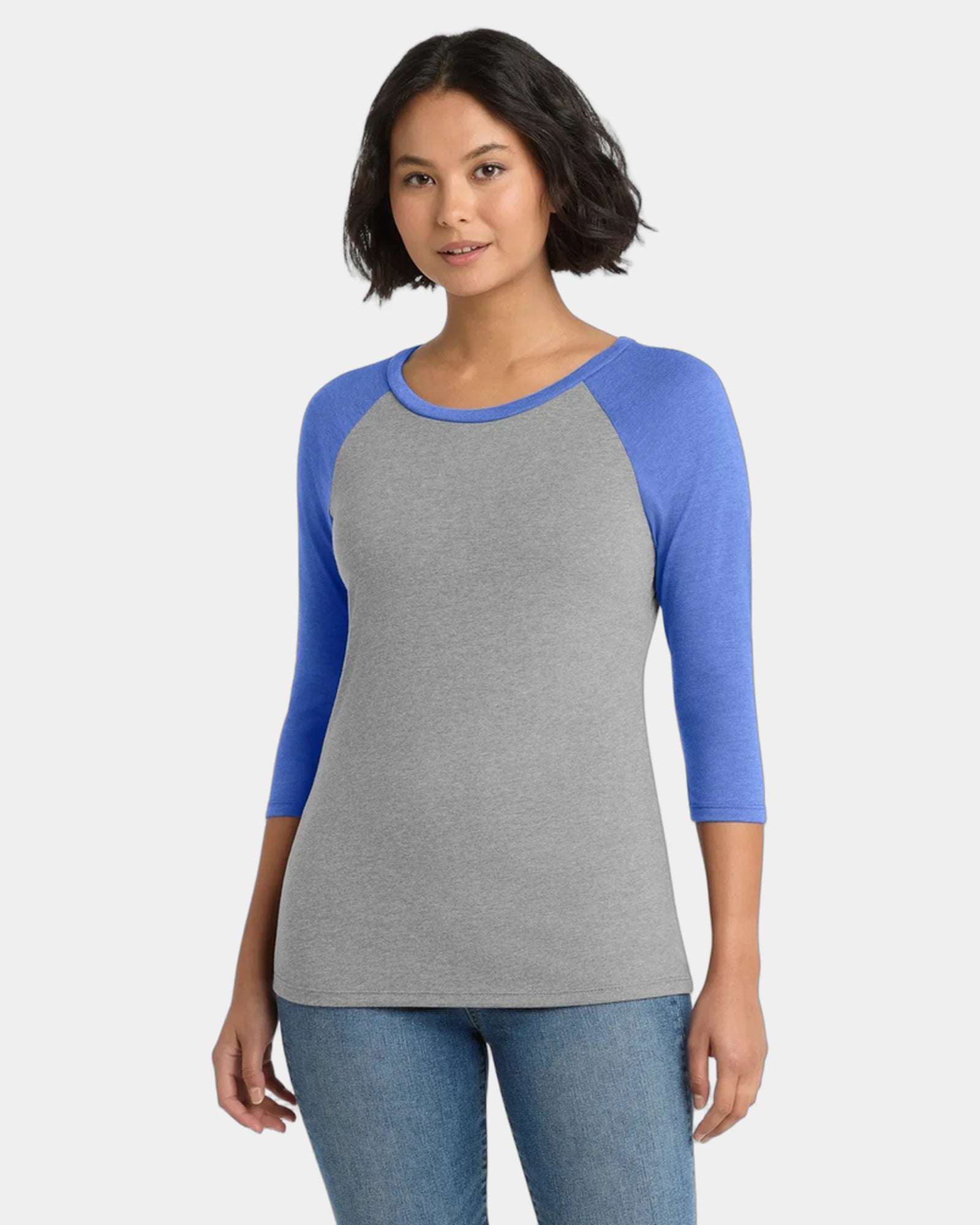 Custom tri-blend raglan women's 3/4-sleeve shirt - Royal Frost/ Grey Frost