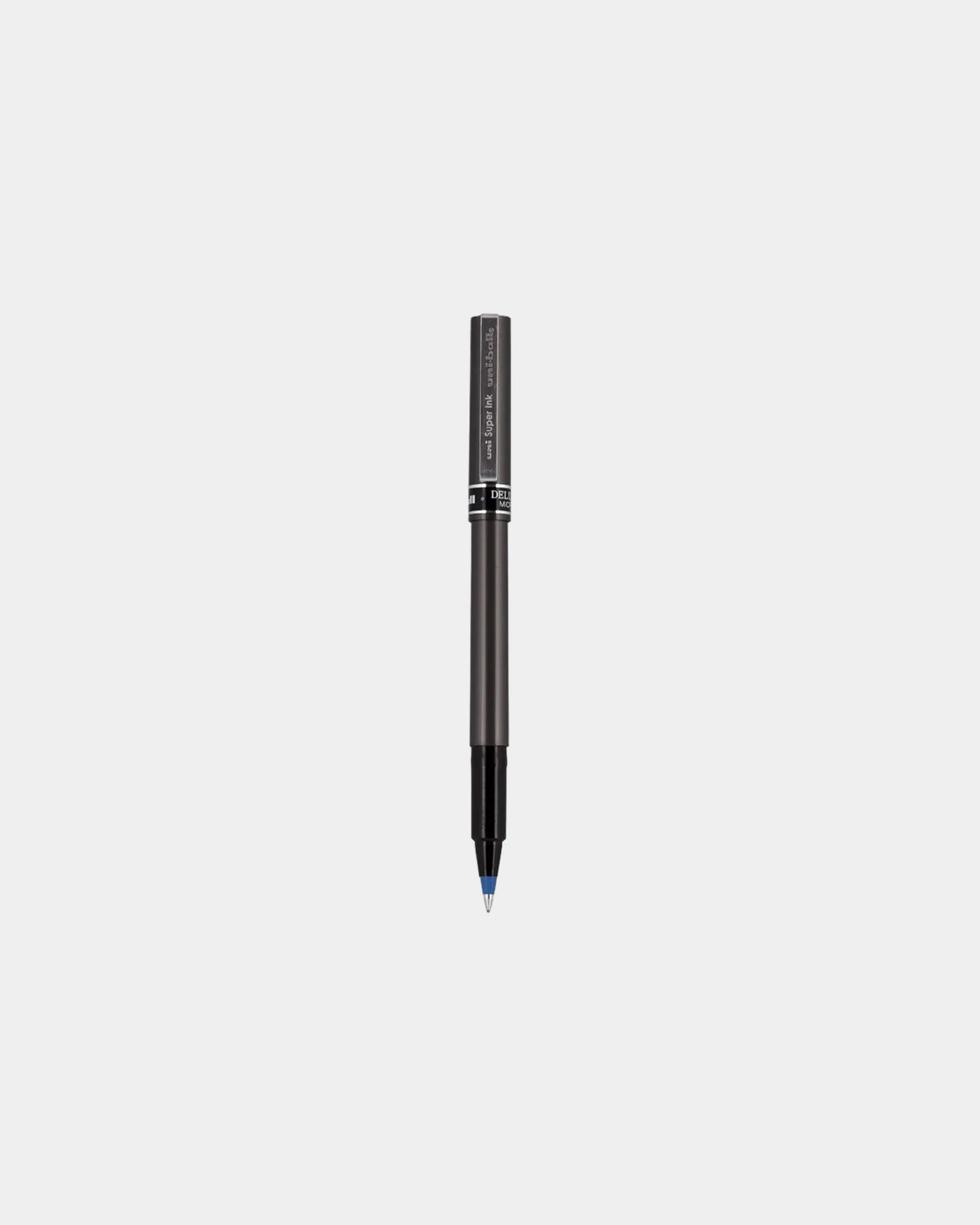 Custom micro point pen with brushed-steel finish - Blue
