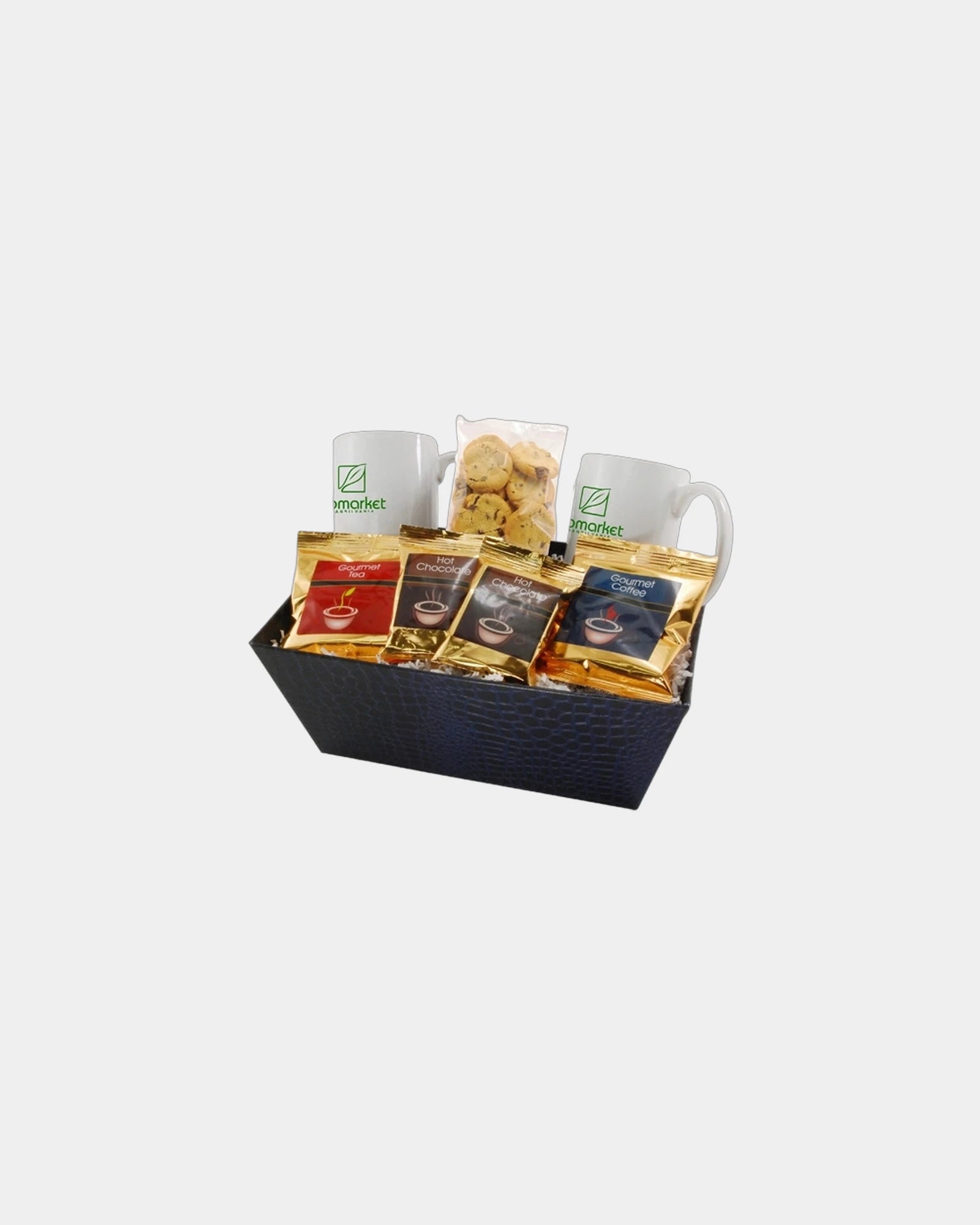 Branded gift tray with mugs and chocolate chip cookies - Black