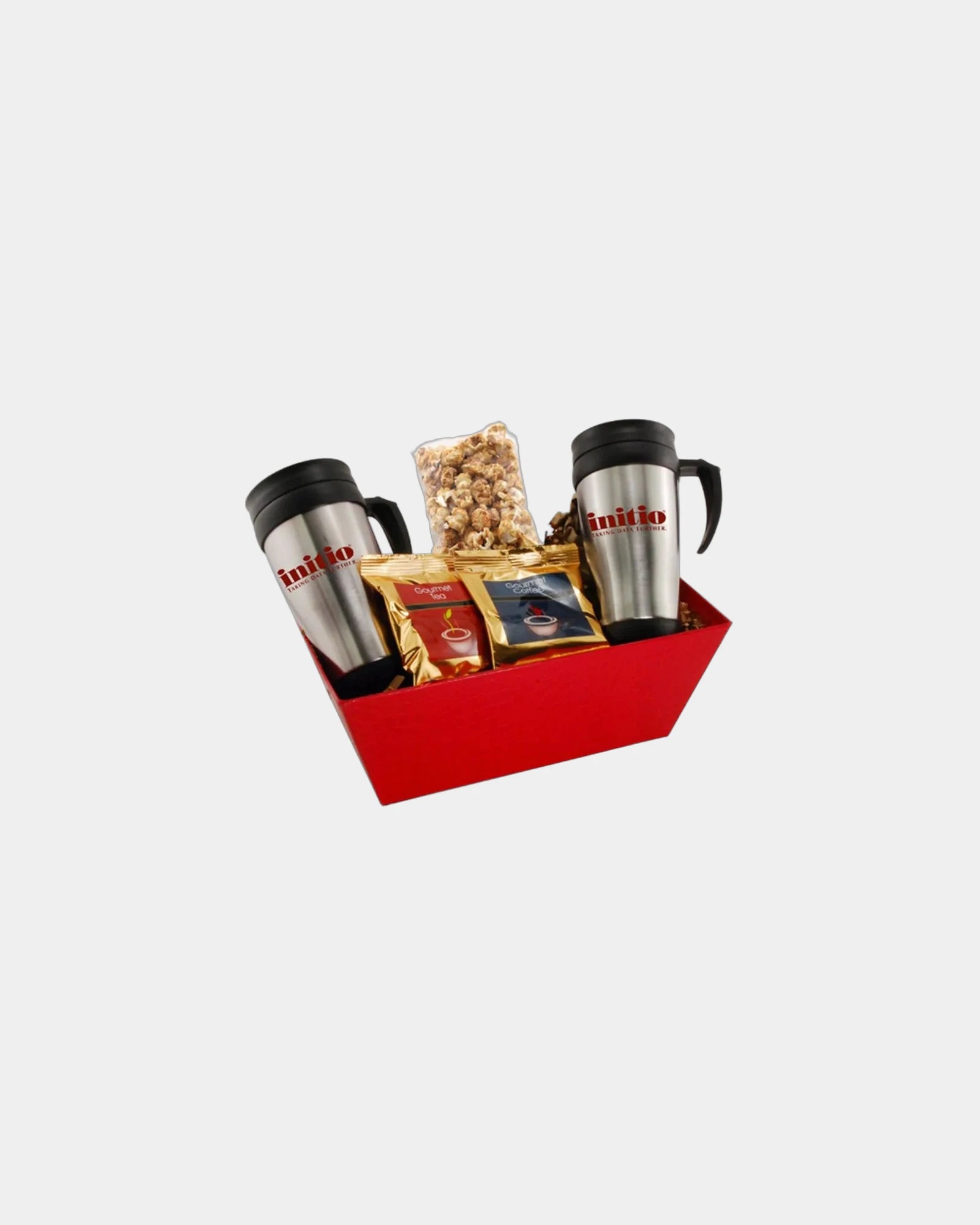 Custom gift tray with mugs and caramel popcorn set - Red