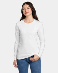 Custom women's long sleeve tee CVC blend t-shirt - White