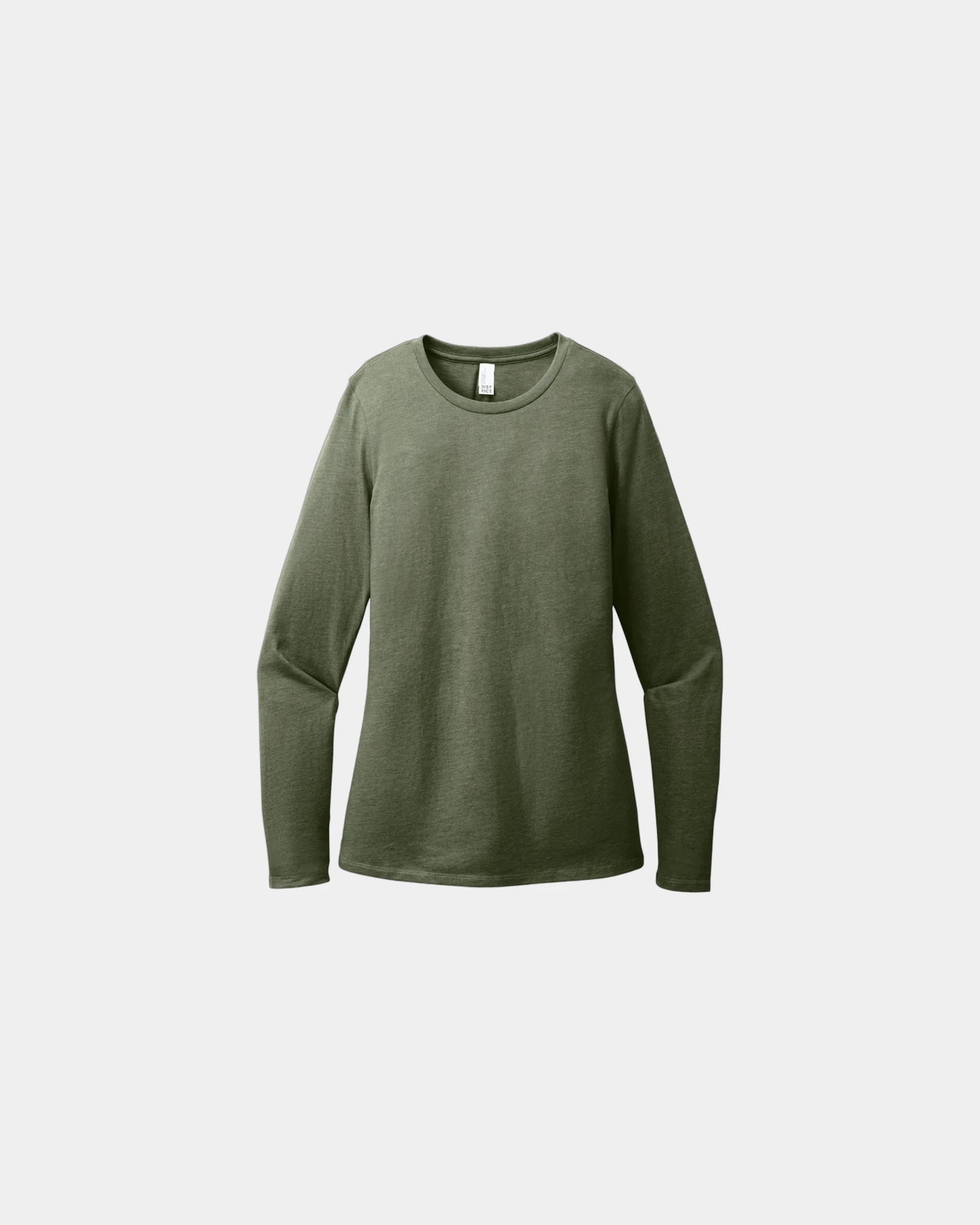 Custom women's long sleeve tee CVC blend t-shirt - Heathered Olive