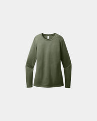 Custom women's long sleeve tee CVC blend t-shirt - Heathered Olive