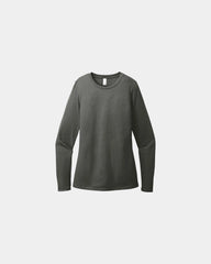 Custom women's long sleeve tee CVC blend t-shirt - Heathered Charcoal