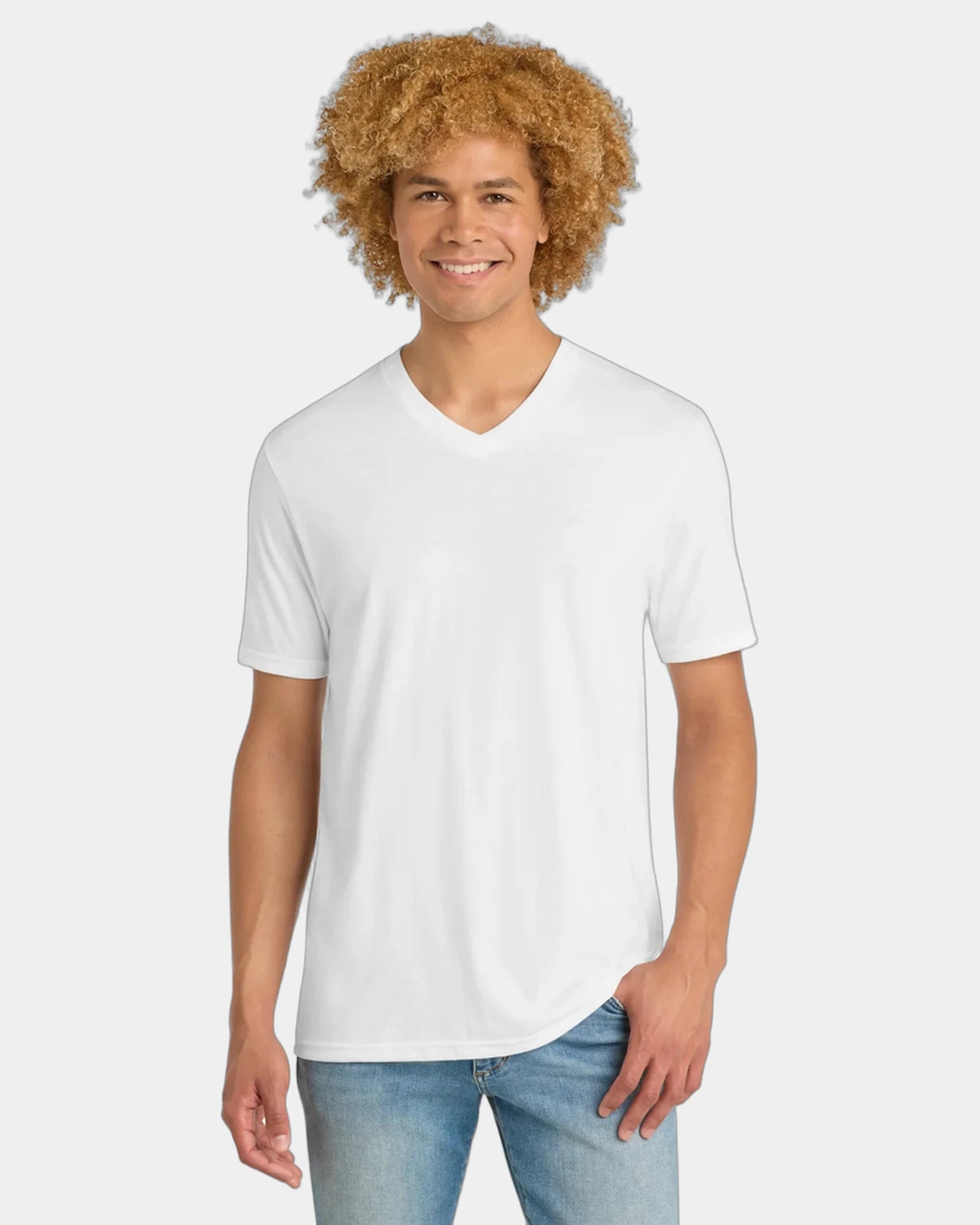 Custom tri-blend V-neck tee for giveaways - White