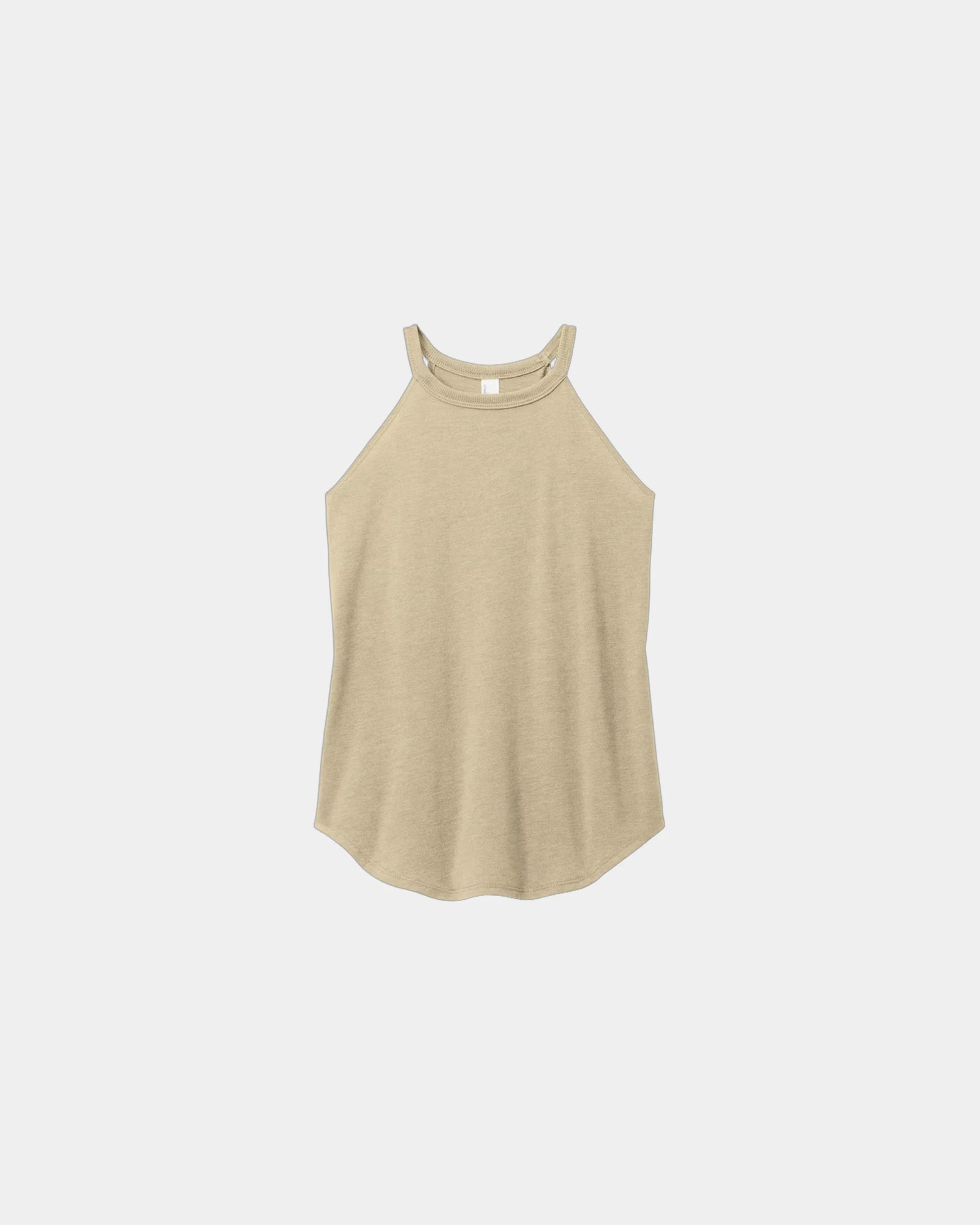 Custom tri-blend women's rocker tank top for teams - Desert Tan Heather
