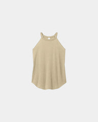 Custom tri-blend women's rocker tank top for teams - Desert Tan Heather
