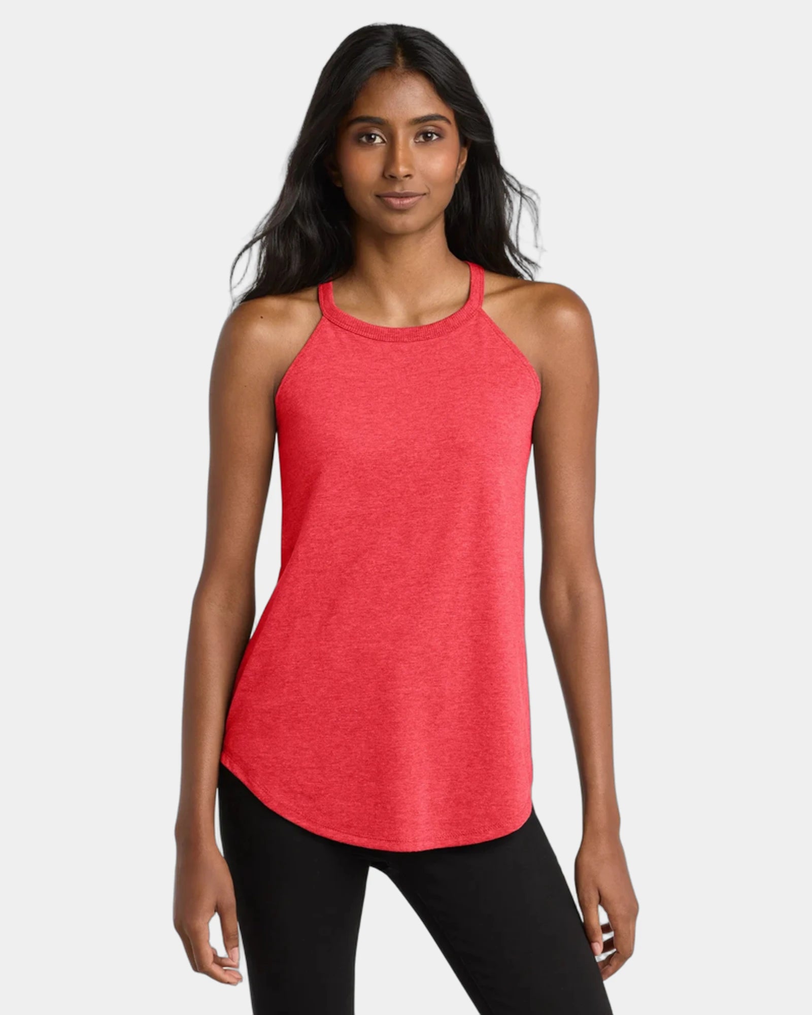 Custom tri-blend women's rocker tank top for teams - Red Frost