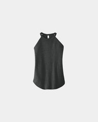Custom tri-blend women's rocker tank top for teams - Black Frost