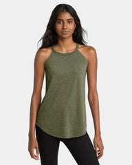 Custom tri-blend women's rocker tank top for teams - Military Green Frost