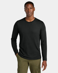 Custom cotton/recycled polyester long sleeve tee 4.4 oz - Jet Black