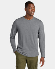 Custom cotton/recycled polyester long sleeve tee 4.4 oz - Graphite Heather