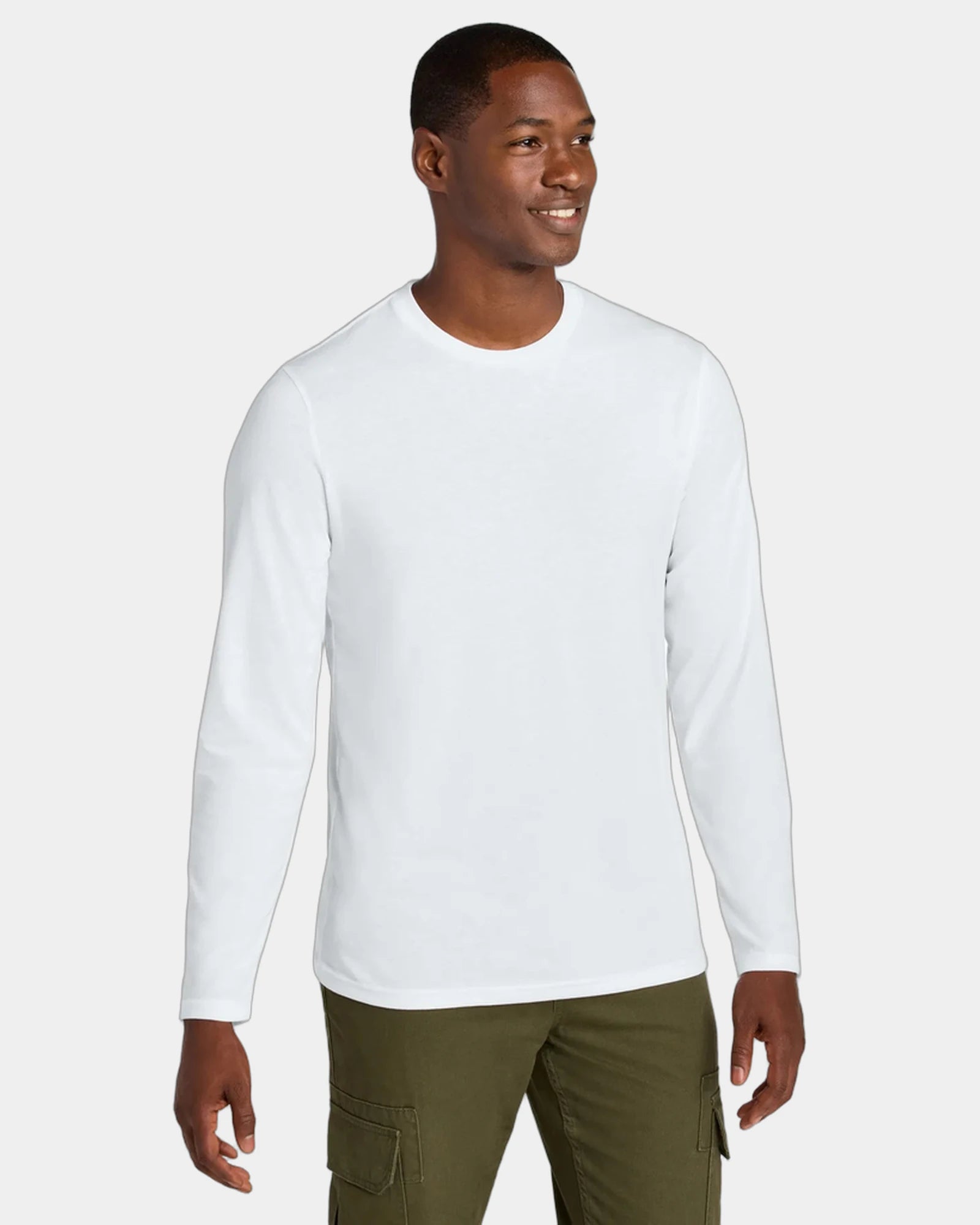 Custom cotton/recycled polyester long sleeve tee 4.4 oz - Bright White